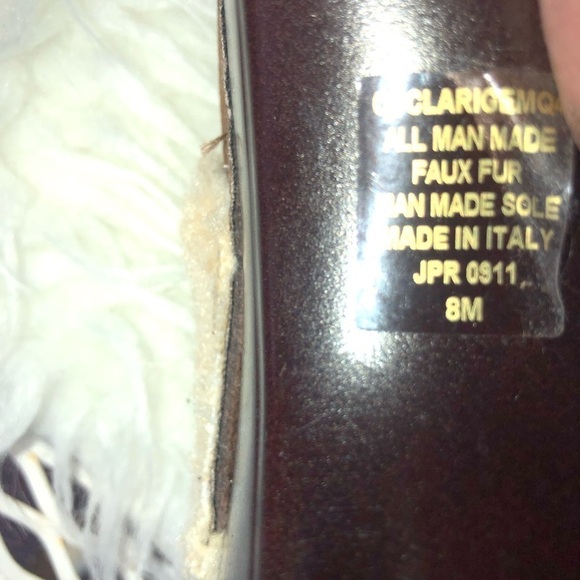 NINE WEST Clarige Brown Leather Fur Trim Mule Clog Sz 8 - Picture 8 of 8